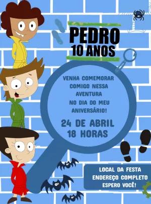 Convite de Aniversário Detetives DPA para Editar Online