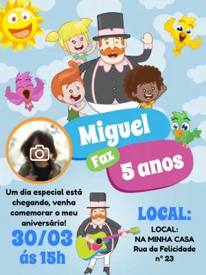 Convite de Aniversário Mundo Bita com Foto para Editar Online