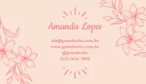 Modelo de Cartão de Visita Floral Rosa Editável Online