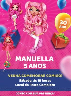 Convite de Aniversário Rainbow High para Editar Online