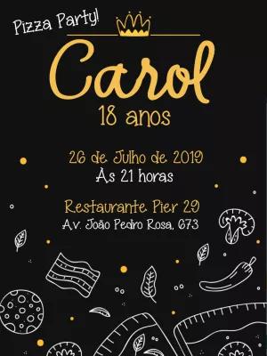 Convite de Aniversário Pizza Party para Editar e Imprimir Online
