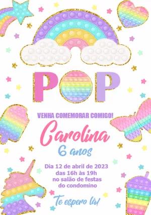 Convite de Aniversário Pop It Candy Color para Editar Online