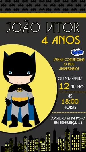 Convite de Aniversário Batman Toy para Editar Online