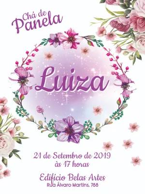 Convite Chá de Panela Floral Roxo para Editar Online