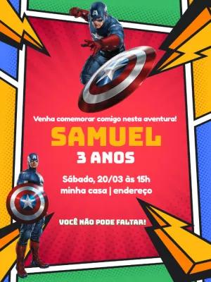 Convite de Aniversário Capitão América para Editar Online