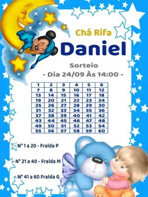Convite Chá Rifa Mickey Baby na Lua para Editar Online