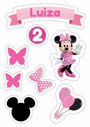 Topo de Bolo Minnie Rosa para Aniversário para Editar