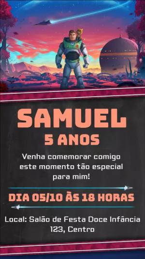 Convite Aniversário Buzz Lightyear Espacial para Editar Online