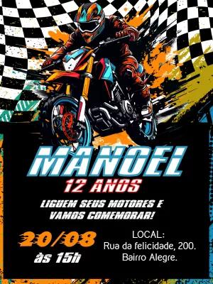 Convite de Aniversário Motocross Radical para Editar Online