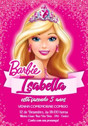 Convite Aniversário Barbie Princesa para Editar Online