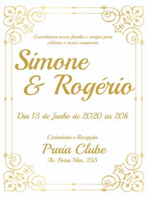 Convite de Casamento Provençal Dourado para Editar Online