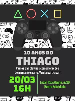 Convite Aniversário Videogame Controle para Editar Online