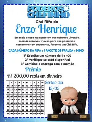Rifa Chá de Bebê O Poderoso Chefinho para Editar Online