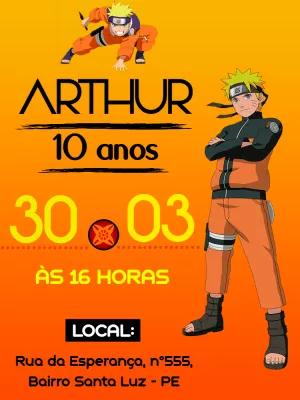 Convite de Aniversário Naruto com Personagens para Editar Online