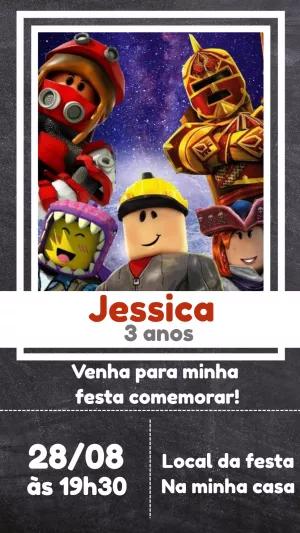 Convite de Aniversário Roblox com Personagens para Editar