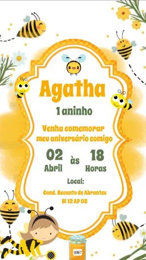 Convite de Aniversário Tema Abelinha para Editar Online