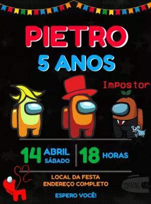 Convite de Aniversário Among Us com Impostor para Editar Online