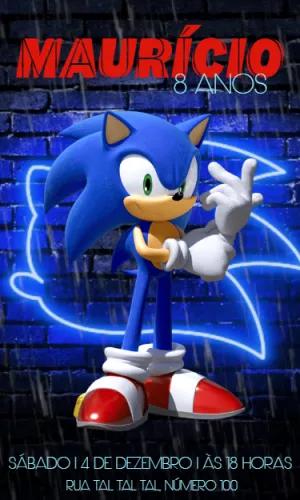 Convite de Aniversário Sonic Moderno para Editar Online