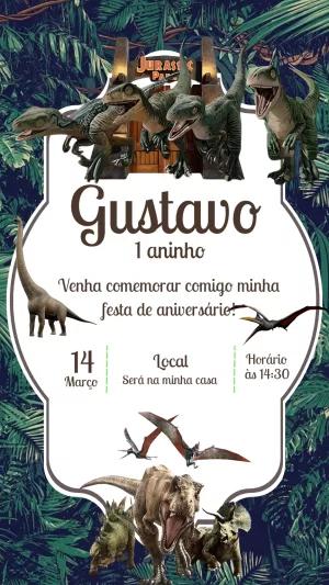 Convite Aniversário Jurassic Park com Dinossauros para Editar