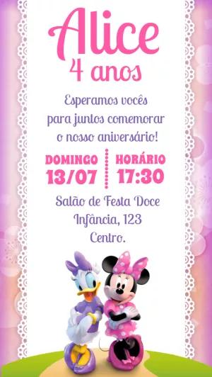 Convite Aniversário Minnie e Margarida para Editar Online