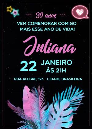 Convite de Aniversário Neon Tropical para Editar Online