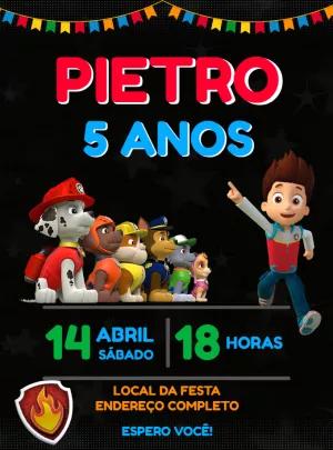 Convite Aniversário Patrulha Canina com a Turma para Editar