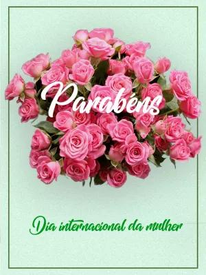 Cartão Dia da Mulher com Rosas para Editar Online
