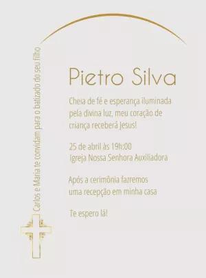Convite de Batizado Elegante Dourado para Editar Online