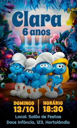 Convite Aniversário Os Smurfs para Editar Online