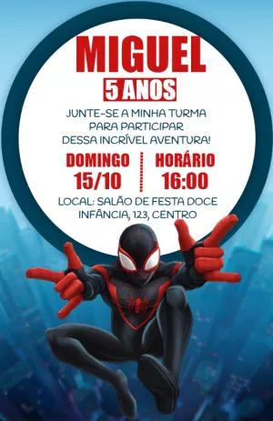 Convite Aniversário Homem Aranha Aranhaverso para Editar Online