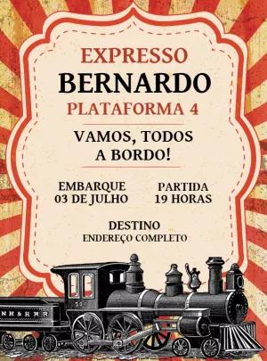 Convite de Aniversário Trem Vintage para Editar Online