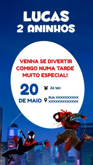 Convite de Aniversário Homem-Aranha Miles Morales para Editar