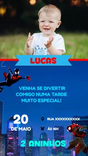 Convite Aniversário Homem-Aranha com Foto para Editar Online
