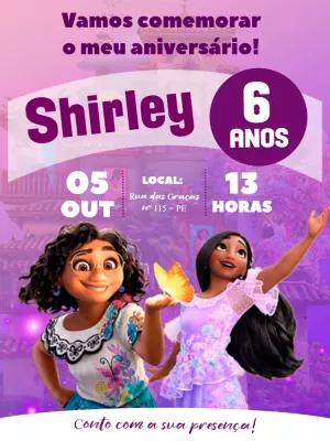 Convite de Aniversário Encanto com Personagens para Editar