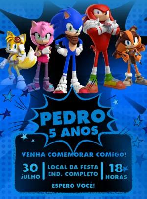 Convite de Aniversário Sonic Boom com Personagens para Editar