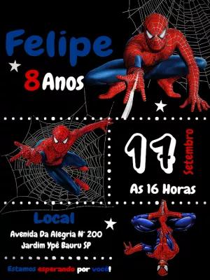 Convite de Aniversário Homem Aranha para Editar Online