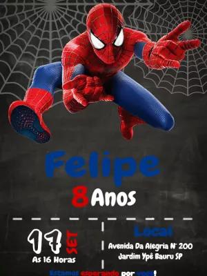 Convite Aniversário Homem Aranha para Editar Online