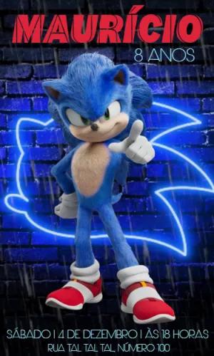 Convite de Aniversário Sonic o Filme para Editar Online