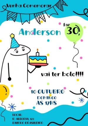 Convite de Aniversário Flork com Meme para Editar Online