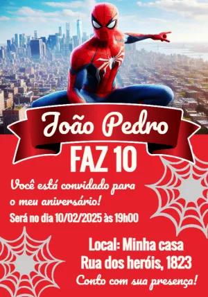 Convite Aniversário Homem Aranha para Editar Online