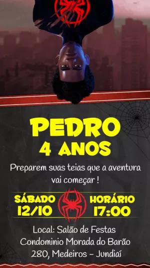 Convite Aniversário Homem Aranha Aranhaverso para Editar Online