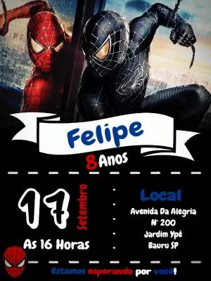 Convite de Aniversário Homem Aranha para Editar Online