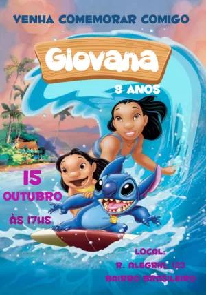 Convite de Aniversário Lilo e Stitch para Editar Online