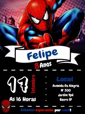 Convite de Aniversário Homem Aranha para Editar Online