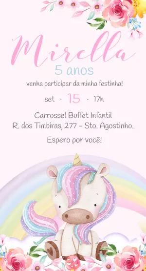 Convite Aniversário Unicórnio Baby para Editar Online
