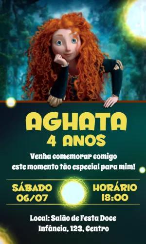 Convite Aniversário Merida Valente para Editar Online