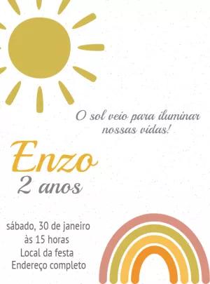 Convite de Aniversário Raio de Sol Boho para Editar Online