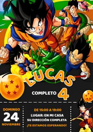Invitación de Cumpleaños de Dragon Ball Z para Editar Online