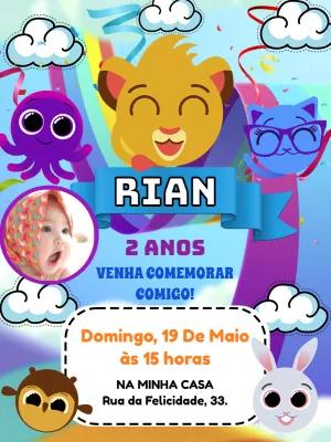 Convite Aniversário Bolofofos com Foto para Editar Online