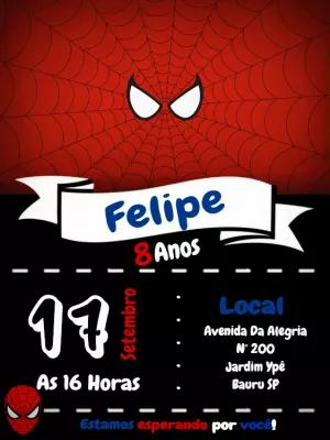 Convite Aniversário Homem Aranha para Editar Online